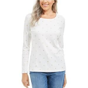 Karen Scott Glitter Starburst Scoop-Neck Top